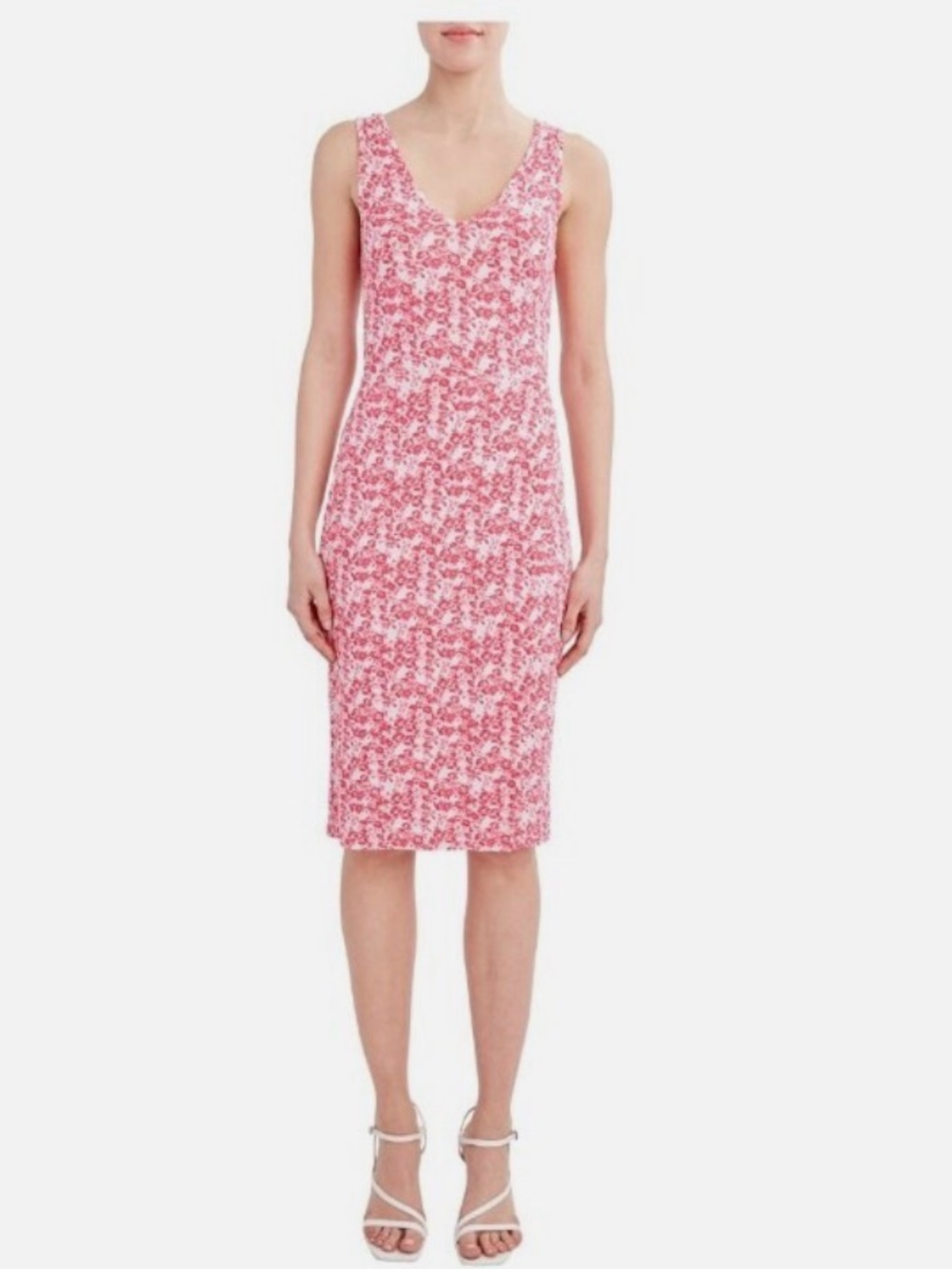 BCBC Sleeveless Pink Floral Sheath Dress OPEN BACK MEDIUM